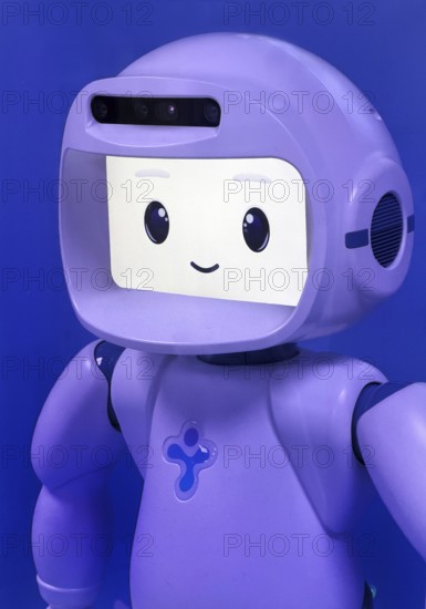 QtRobot is an expressive social robot that was developed for autistic people and speaks with a child's voice, child scheme, AI, exhibition, Germany