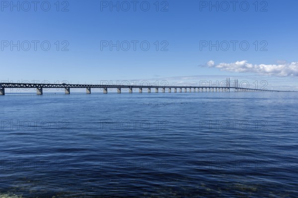 Öresund Bridge, Øresundsbrön, world's longest cable car bridge, connecting Copenhagen with Malmö, Denmark, Sweden