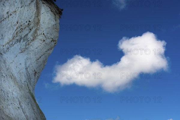 View of chalk cliffs in Jasmund National Park on Rügen, Sassnitz, Rügen, Mecklenburg-Western Pomerania, Germany