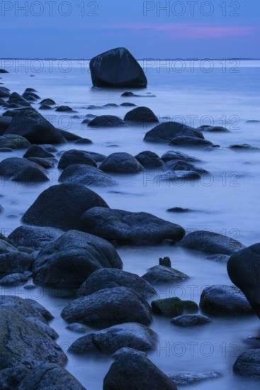 Blue hour on the chalk coast on Rügen, Jasmund, Lohme, Mecklenburg-Western Pomerania, Germany