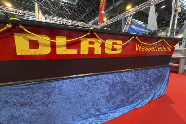 Press photo of DLRG Water Rescue logo on MRB fixed hull motor lifeboats by Deutsche Lebens-Rettungs-Gesellschaft e.V., Germany