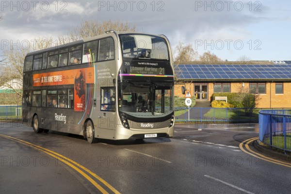 Double-decker ADL Enviro400 MMC Reading Buses bus service 21 to Lower Earley, Reading, Berkshire, England, UK