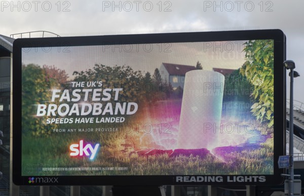 Maxx electronic billboard OOH advertising, Reading Lights, Reading, Berkshire, England, UK - SKY broadband