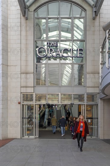 Shoppers at The Oracle shopping centre, town centre of Reading, Berkshire, England, UK