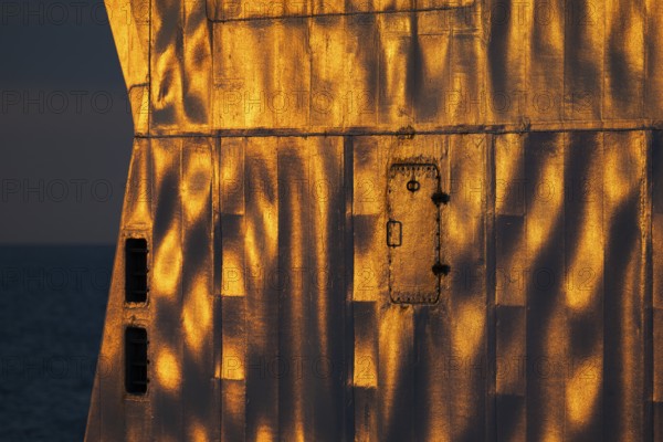 Last rays of sunshine on chimney, Finland ferry Travemünde to Helsinki, Baltic Sea