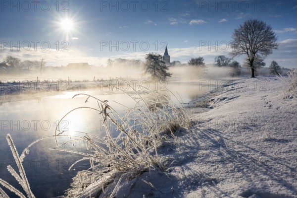 Hunte near Colnrade in winter, Colnrade, Lower Saxony, Germany