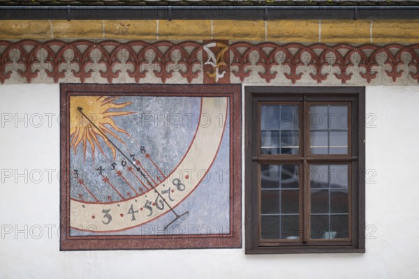 Blaubeuren Abbey sundial building, Swabian Jura, Baden-Württemberg, Germany