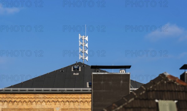 Sirens on the roof of a school building in Wuppertal, Germany