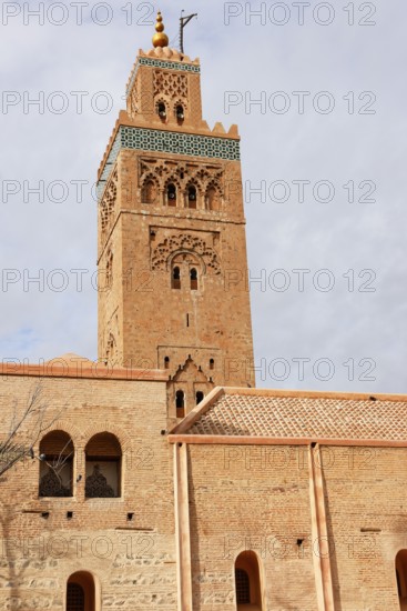 Minaret of the Koutoubia Mosque, landmark of Marrakech, historic old town, Medina, UNESCO World Heritage Site, Morocco