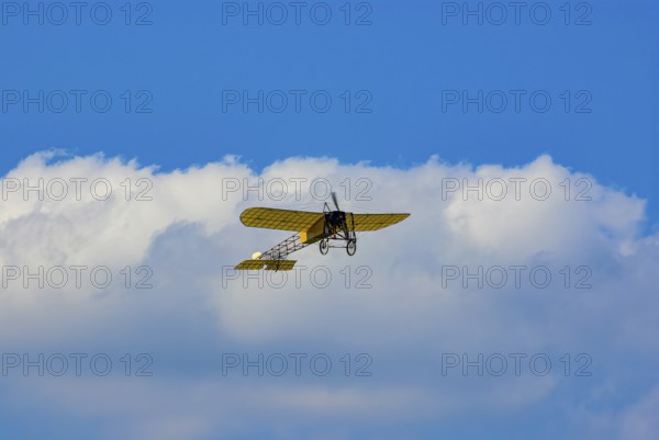 Flight demonstration of a replica Bleriot XI La Manche by Mikael Carlson as part of the 16th vintage air meeting on Hahnweide, Kirchheim unter Teck, Baden-Württemberg, Germany, for editorial use only
