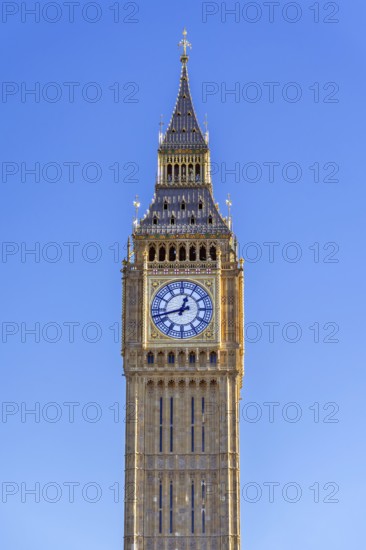 1859 Elizabeth Tower, Big Ben in Perpendicular Gothic style, Great Bell of the Great Clock of the Palace of Westminster in London, England, UK