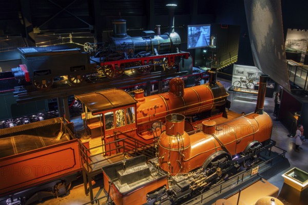 Steam locomotives at Train World, railway museum in Schaerbeek, Schaarbeek, Brussels, Belgium
