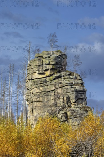 Feuersteinklippe, Feuersteine rock formation, granite butte in the Harz National Park near Schierke, Saxony-Anhalt, Sachsen-Anhalt, Germany