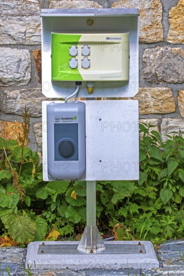 Public charging station / loading point from ElectroDrive Salzburg, KEBA network of chargers for electric vehicles / cars and e-bikes in Austria