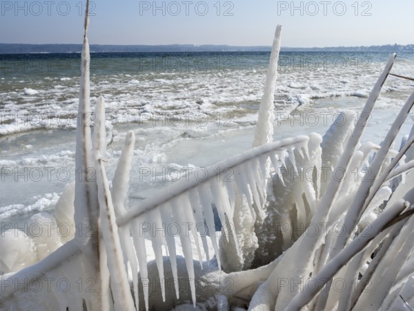Eis am Starnberger See near Bernried, Fünfseenland, Upper Bavaria, Germany