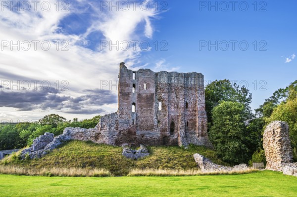 Ruins of Norham Castle and River Tweed, Norham, Northumberland, England, United Kingdom