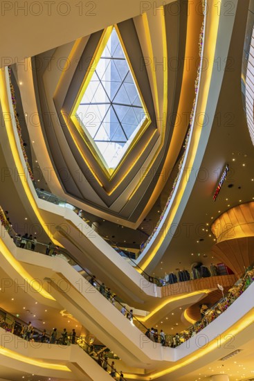 Skylight and various floors connected by escalators in Iconsiam Shopping Center, Bangkok, Thailand's metropolis, Thailand