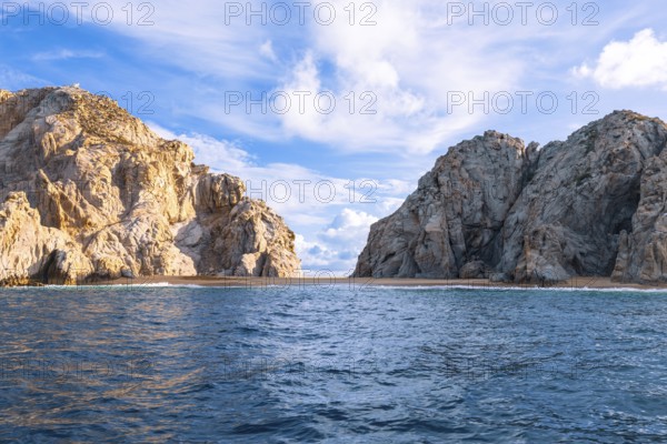Scenic tourist destination Arch of Cabo San Lucas, El Arco, close to Playa Amantes Lovers Beach known as Playa Del Amor and Playa del Divorcio, Divorce Beach