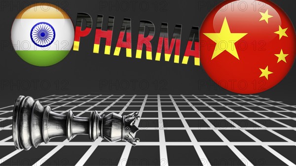 Symbolic image, Germany formerly pharmacy of the world, EU European Union, Beijing becomes pharmaceutical empire, drug carriers, pharmaceutical industry, drug production, drug safety, supply population, raw material dependence on China and India, tablets, medicine, missing basic materials Germany and worldwide, economy, world market, China supplier of 80% of European active ingredients