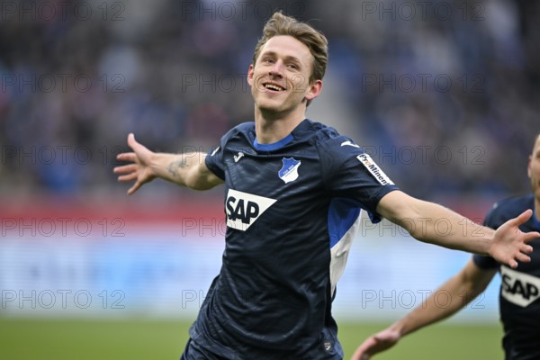 Goal celebration Wouter Burger TSG 1899 Hoffenheim (18) PreZero Arena, Sinsheim, Baden-Württemberg, Germany