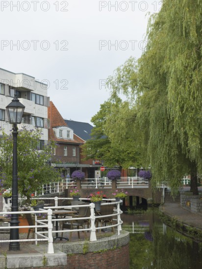 Papenburg city center, canals, left Hotel KuhremsLand, Germany