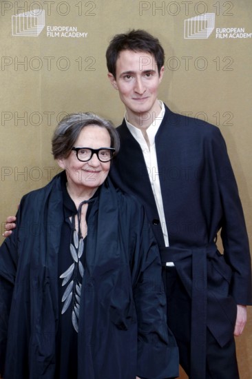 Agnieszka Holland and Idan Weiss arriving at the European Film Awards at the House of World Cultures in Berlin on 17.01.2026