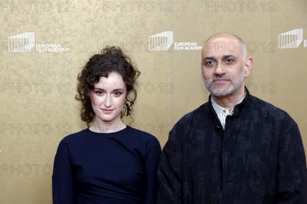 Flavia Mazzarino and Kamal Aljafari arriving for the European Film Awards at the House of World Cultures in Berlin on 17.01.2026