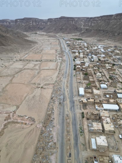 In Seiyun, Yemen on January 09, 2026, aerial drone footage shows the city of Seiyun in southern Yemen amidst ongoing military unrest and conflict. The city faces significant tension during the power struggle between the government-backed Yemeni Armed Forces and the Southern Transitional Council (STC) following recent military operations in the region, Hadhramaut, Seiyun, Yemen