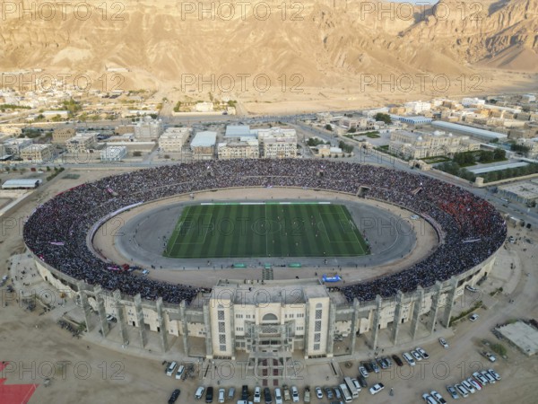 Aerial view of Seiyun Stadium, taken in Seiyun, Yemen on January 09, 2025, Hadhramaut, Seiyun, Yemen