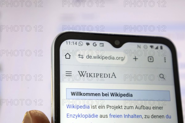 Smartphone with Wikipedia page open (symbolic image)