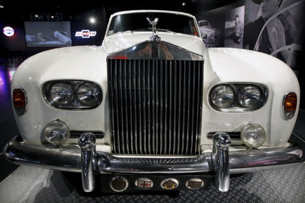 White Rolls-Royce, luxurious and shiny, in a museum fleet, Memphis, Tennessee, USA