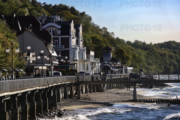Dramatic coastline with promenade and magnificent architecture, Svetlogorsk, Kaliningrad, Russia