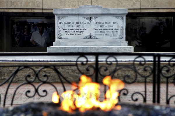 Martin Luther King Jr. Memorial with Burning Eternal Fire and Tombstone, Atlanta, Georgia, USA