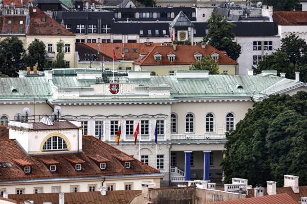 View of the presidential palace in Vilnius from above, Vilnius, Lithuania