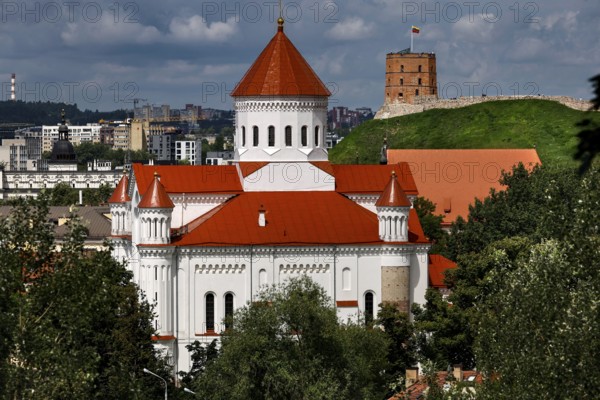 View from the bastion of the cathedral in Vilnius with the Gediminas Tower, Vilnius, Lithuania