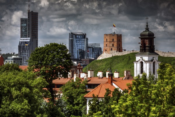 Panoramic view of the Gediminas Tower and Vilnius skyline from the observation deck, Vilnius, Lithuania