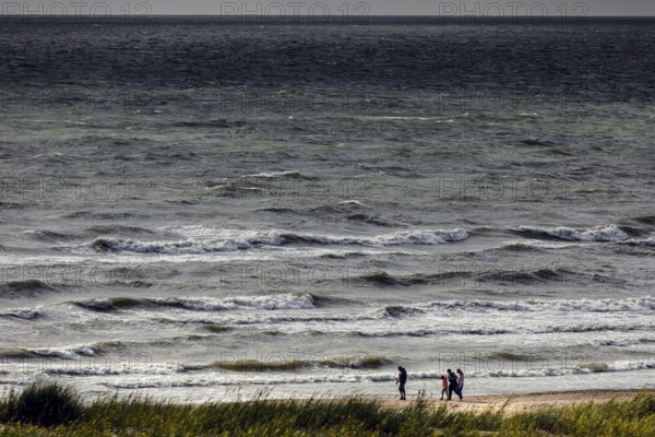 Waves meet the beach, deserted coast with extensive sea views, Ventspils, Latvia