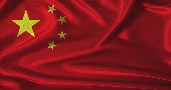 National flag of China with cloth texture. China flag with realistic texture background
