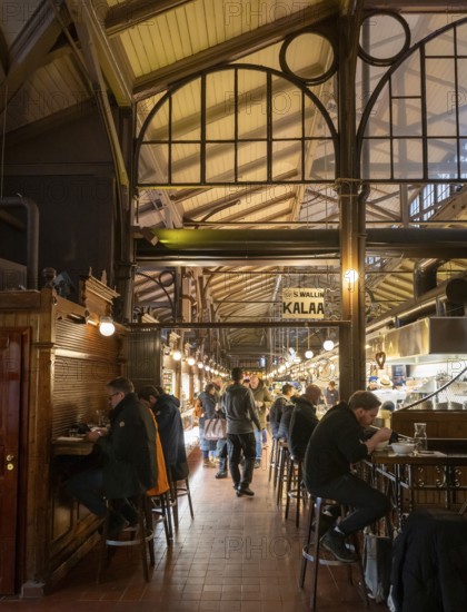 Market hall in Eerikinkatu with original roof construction, designed by architect Gustaf Nyström, Turku or Swedish Åbo, Varsinais-Suomi, Finland
