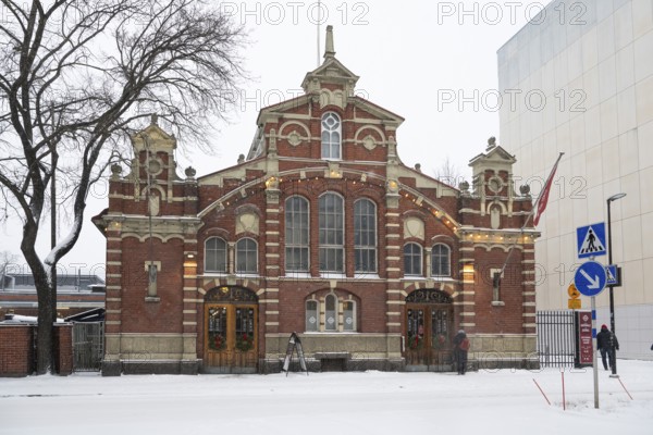Façade, market hall in Eerikinkatu, designed by architect Gustaf Nyström, Turku or Swedish Åbo, Varsinais-Suomi, Finland