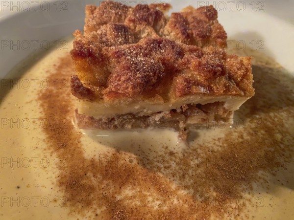 Oven pancake with apple and cinnamon, dessert, on plate, food, Stuttgart, Baden-Württemberg, Germany