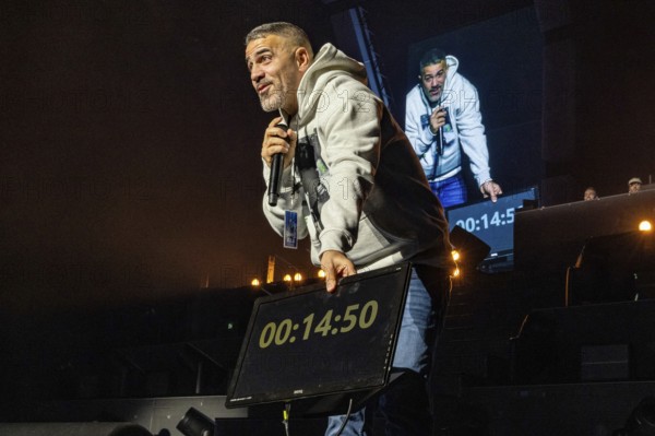 Bushido shows a countdown on a live display on Alles wird gut Tour 2026 at ZAG Arena Hannover on 14.01.2026