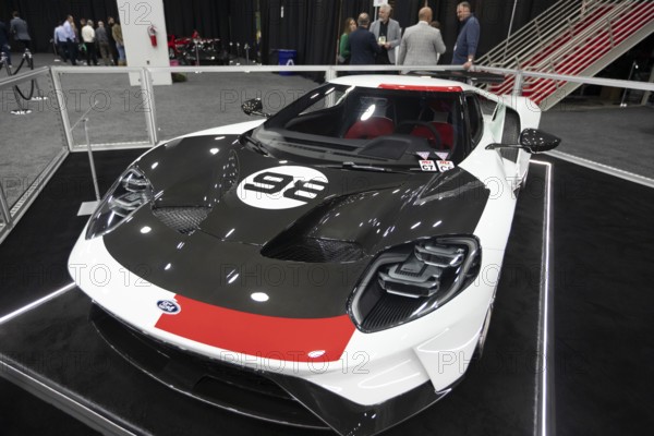 Detroit, Michigan USA - 14 January 2026 - A 2021 Ford GT on display in The Gallery, a section of ultra luxury and performance vehicles at the Detroit Auto Show
