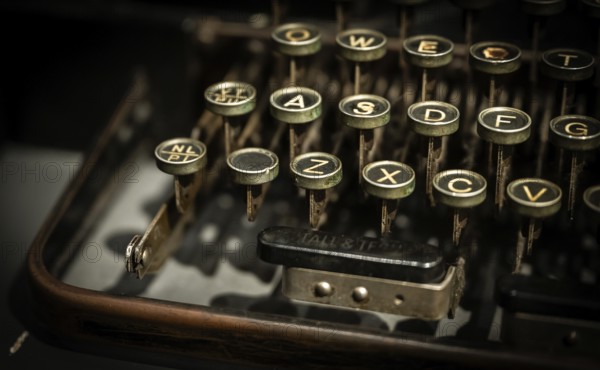 Keyboard of an old typewriter, Tändsticksmuseet match museum or match museum, Jönköping, Jönköpings län, Sweden