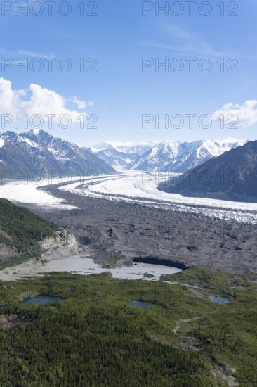 View of impressive mountain landscape with the Matanuska Glacier tongue, Lion's Head, Chugach Mountains, Alaska, USA