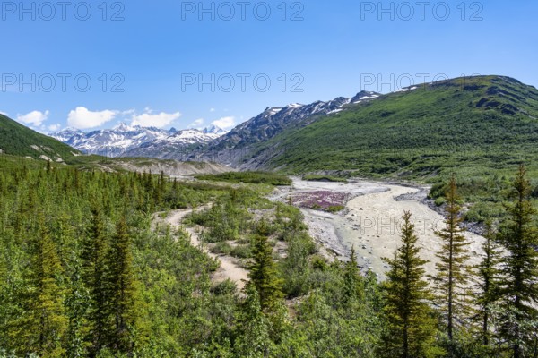 Miller Creek River at Castner Glacier, Delta Range, Alaska Range, Richardson Highway, Alaska, USA