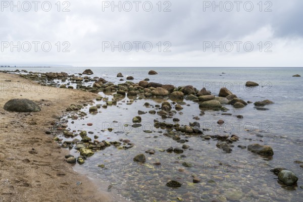Boulders on the Baltic Sea Beach, Baltic resort Göhren, Rügen Island, Mecklenburg-Western Pomerania, Germany