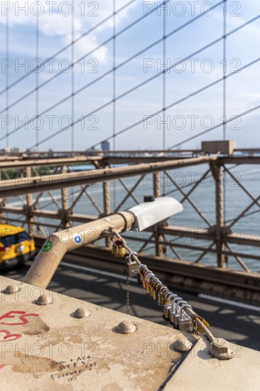 Vehicular traffic lanes, Brooklyn Bridge, New York, USA