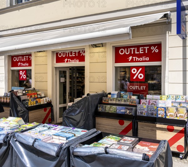 Sales stands in front of a Thalia bookstore in downtown Potsdam, Brandenburg, Germany
