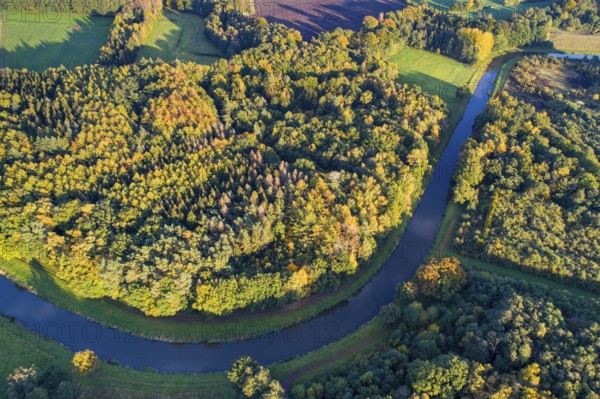 Hunte in autumn Barneführer wood, forest, autumn colors, Westerburg, Wardenburg, Lower Saxony, Germany